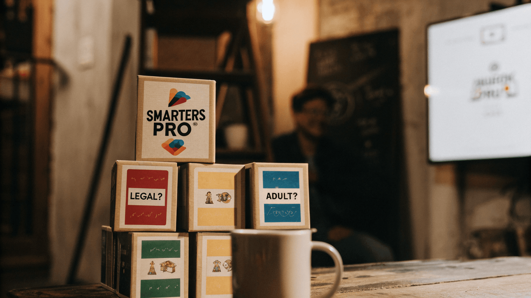 FAQ Vibes with IPTV Smarters Pro Me stacking IPTV Smarters Pro subscription FAQ tower with TV