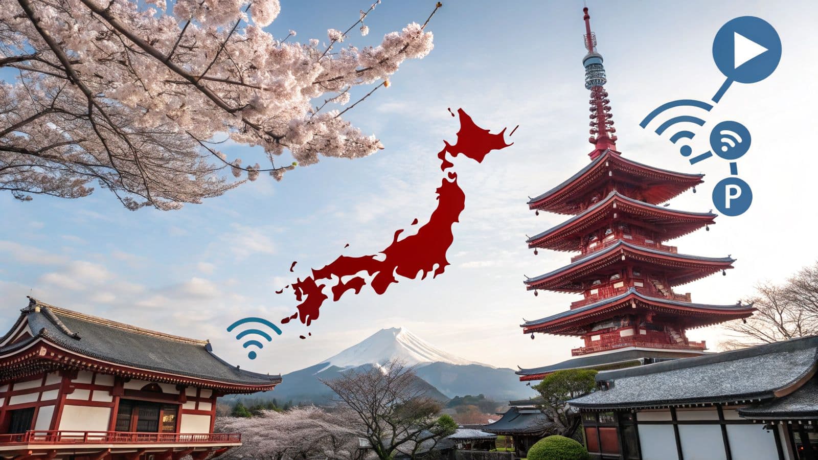 Featured Image - Japan IPTV Stream M3U Guide Stylized map of Japan with IPTV streaming icons representing japan iptv stream m3u.