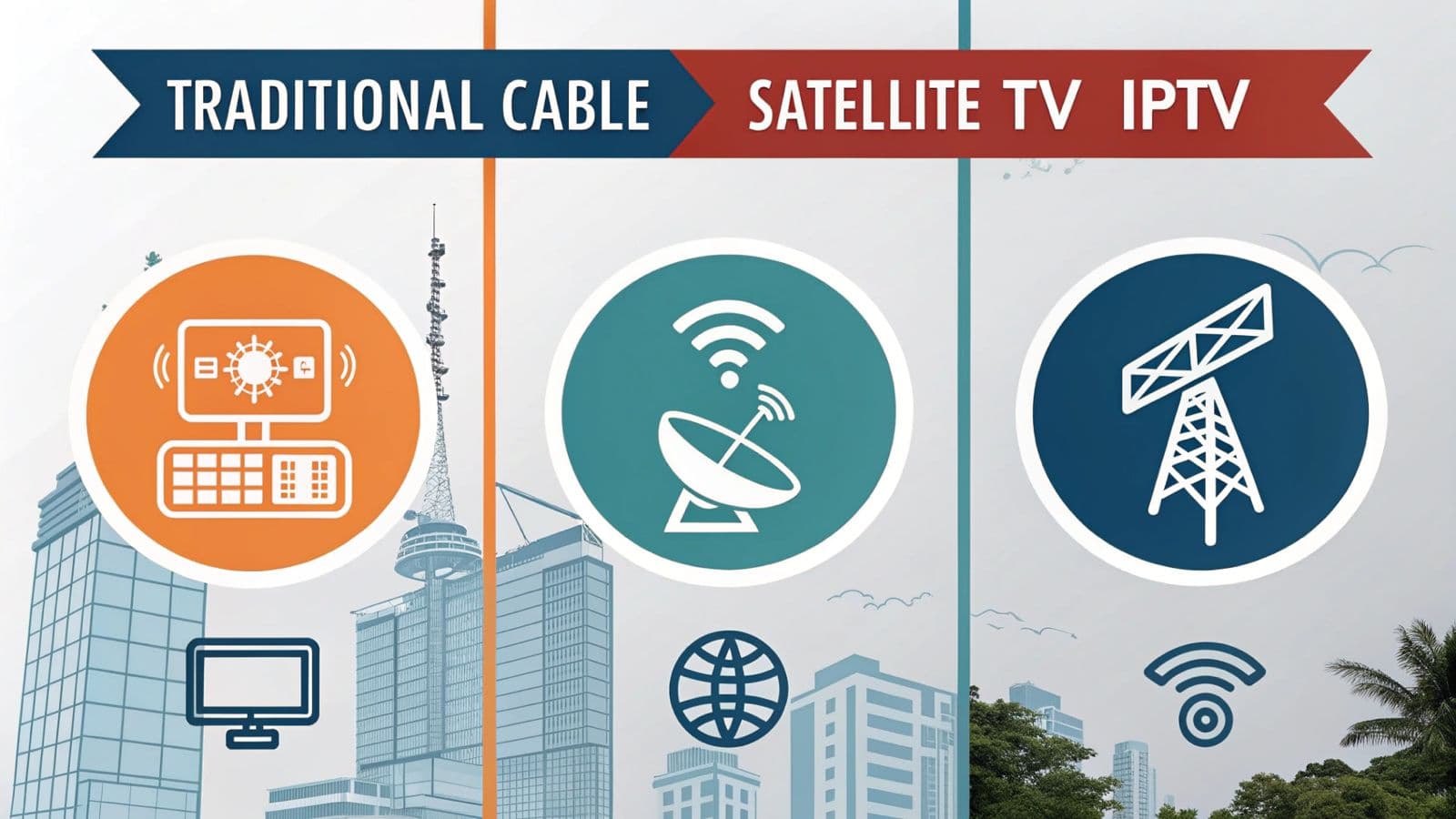 IPTV vs. Traditional Cable/Satellite Diagram Diagram of IPTV vs. traditional TV