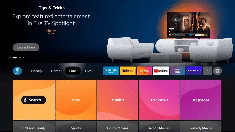 Clicking search on Firestick