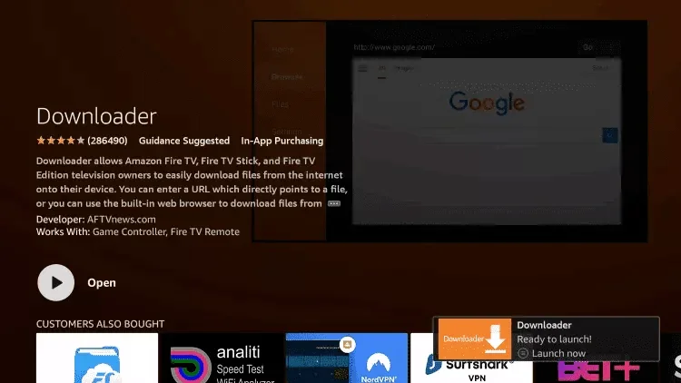 Opening Downloader app