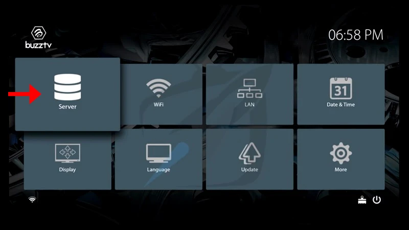 Settings menu on BuzzTV Box